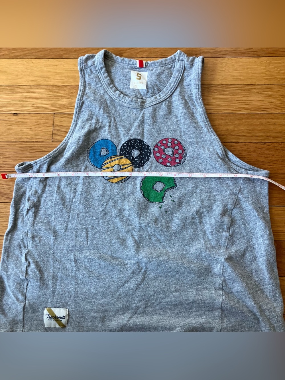 Tracksmith Grey Varsity Cotton Running Donuts Racerback Greyboy Tank Top Small - Picture 6 of 7